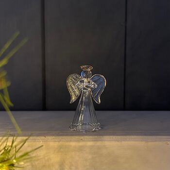 Glass Fluted Dress Angel In Prayer Christmas Decoration, 2 of 2