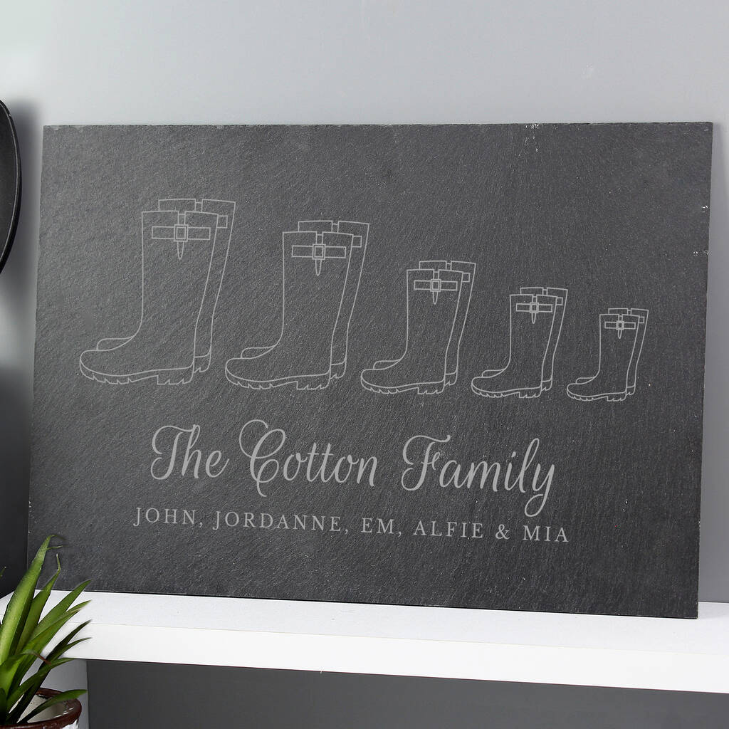 Personalised Welly Boot Family Slate Board, 1 of 5