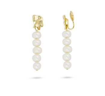 Long Pearl Drop Clip On Earrings, 2 of 2