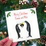 Personalised Penguin Couple Christmas Card, thumbnail 1 of 7