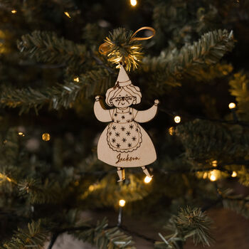 Personalised Wooden Mrs Claus Christmas Decoration, 3 of 3