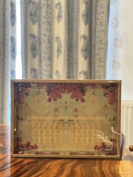 Luxury Wood Lacquer Coated Serving Tray, Indian Printed Serveware, 10 of 11