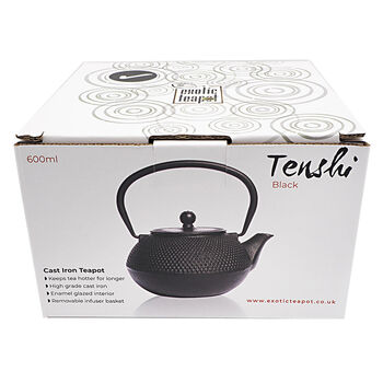 Black Tenshi Cast Iron Teapot 600ml, 5 of 5