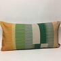 Combed Stripe Cushion, Bottle Green, Straw + Mustard, thumbnail 6 of 6