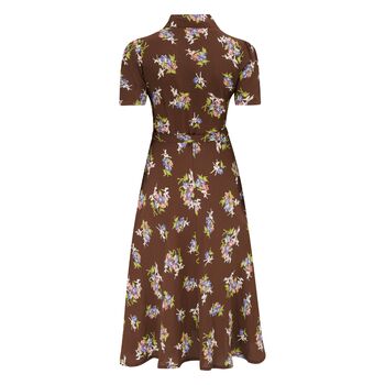 Lisa Dress In Brown Floral Vintage 1940s Style, 2 of 2