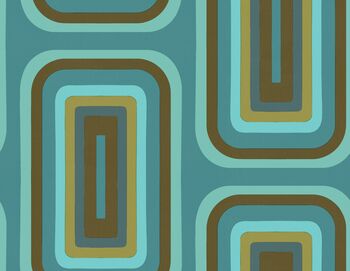 Retro Oblong Wallpaper Turquoise + Olive, 2 of 2