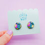 Colourful Abstract Wooden Stud Earrings, thumbnail 8 of 9