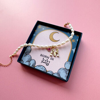 Personalised Pearl, Initial And Birthstone Bracelet, 6 of 11