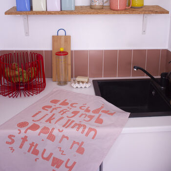 Teacher Gift Screen Printed Welsh Alphabet Tea Towel, 2 of 4