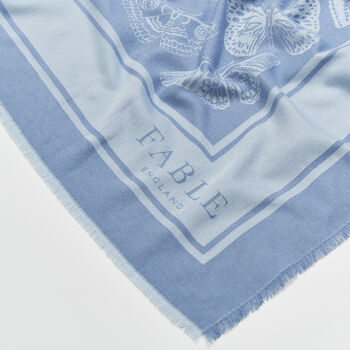 Blue Butterfly Jacquard Square Scarf, 5 of 5