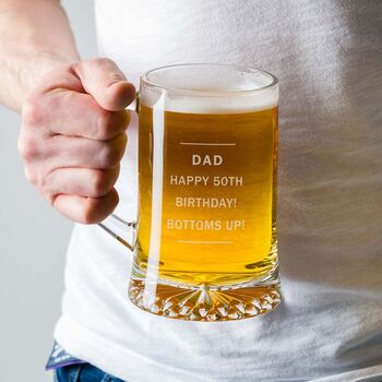 Personalised Pint Glass Beer Tankard For Him, 5 of 12