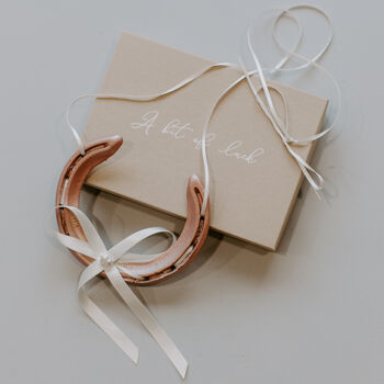 Personalised Pink And Pearl Heart Lucky Wedding Horseshoe, 2 of 9
