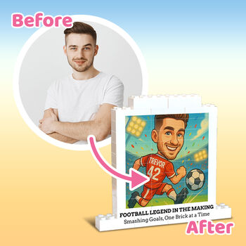 Personalised Lego Style Puzzle Gift With Football Caricature, 3 of 4