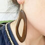 Oblong Wooden Dangle Earrings Gift, thumbnail 4 of 4