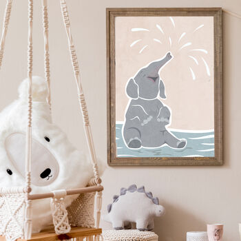 Cute Elephant Scandi Nursery Children's Art Print, 2 of 7