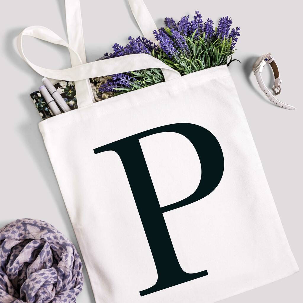 personalised initial tote bag