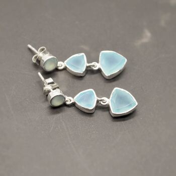 Aqua Chalcedony Multi Shape Stone 925 Silver Earrings, 5 of 8