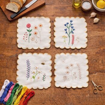 Stitch Your Flowers Coasters Embroidery Kit, 2 of 8