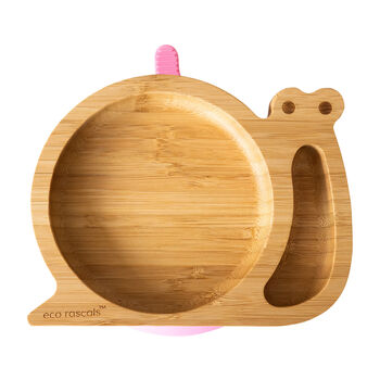 Bamboo Tableware Suction And Section Plate Snail Pink, 3 of 3