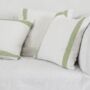Olive Stripe Linen Cushion | Finest Belgian Linen, thumbnail 1 of 2