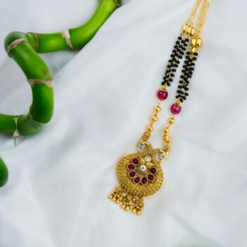 Gold Plated Brass Indian Mangal Sutra Pendant Necklace, 3 of 3