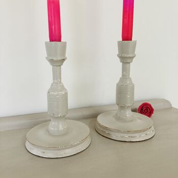 Pair Of Vintage Hand Painted Candlesticks ~ 29, 5 of 6