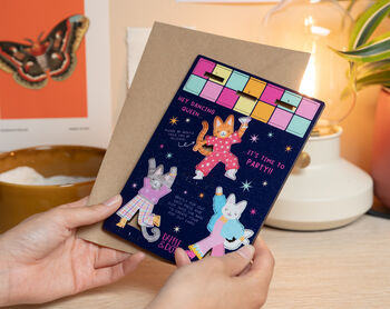 Personalised Disco Cats Birthday Pop Out Card, 7 of 7
