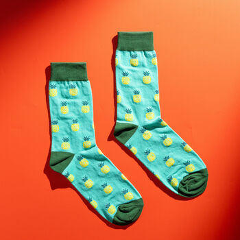 Persona Bold Colourful Mens Socks, Egyptian Cotton, Soft, Durable And Breathable Novelty Socks, Pineapple Pattern, Gift For Him, 4 of 5