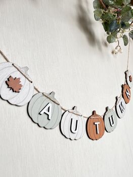 Autumn Bunting Wooden Seasonal Home Decor Pumpkin Decoration Banner, 7 of 9
