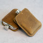 Tan Brown Leather Cased Hip Flask 6oz In Silver /Copper, thumbnail 9 of 10