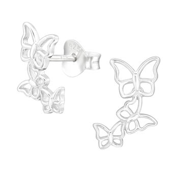 Sterling Silver Butterfly Climber Earrings In A Gift Tin, 3 of 9