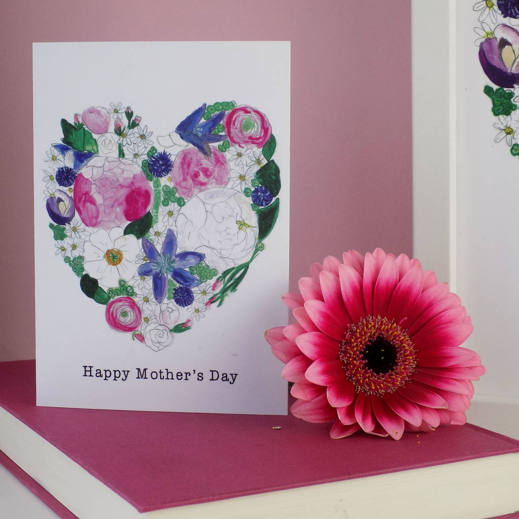 Happy Mothers Day Floral Heart Card By Miss Bespoke Papercuts