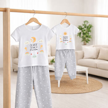 Personalised Mother's Day Mummy And Me Matching Pyjamas Sun Rainbow, 4 of 5