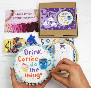 'Drink Coffee Do The Things' Cross Stitch Kit, 9 of 10