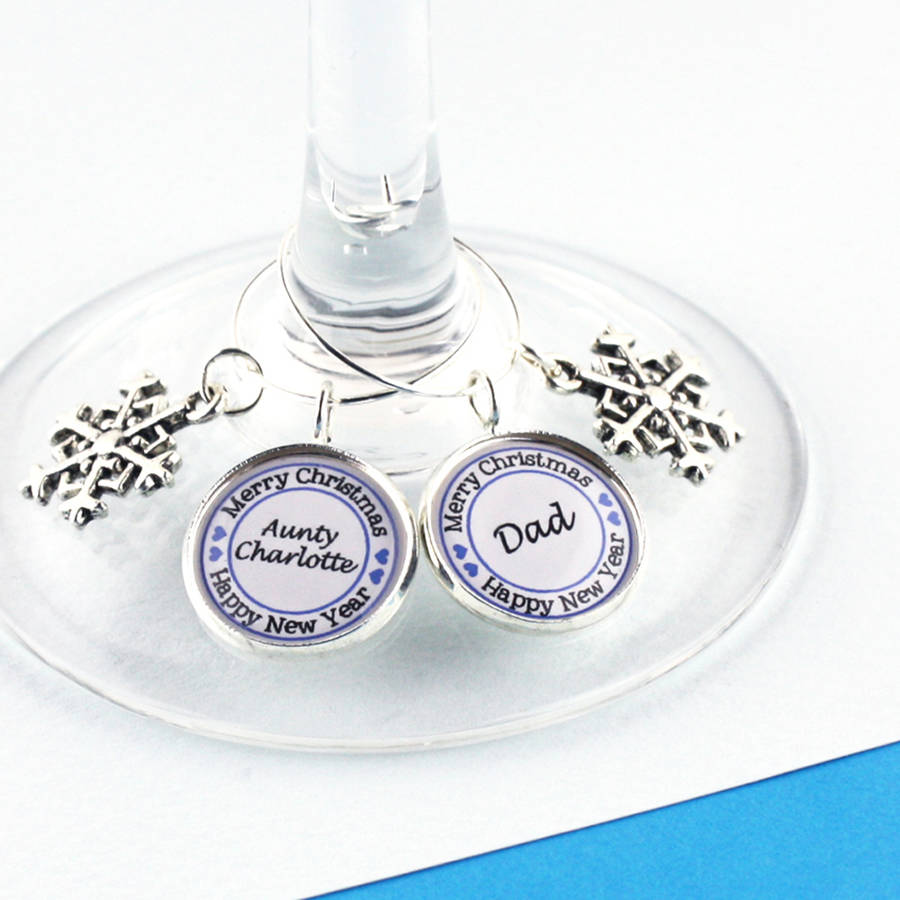 Personalised Christmas Table Wine Glass Charms, 1 of 8