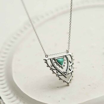 Sterling Silver Turquoise Triangle Necklace, 3 of 6