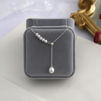 Erica White Ivory Silver Pearl Ball Drop Jewel Gift Necklace, 2 of 3