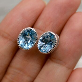Blue Topaz Silver Stud Earrings, 11 of 12