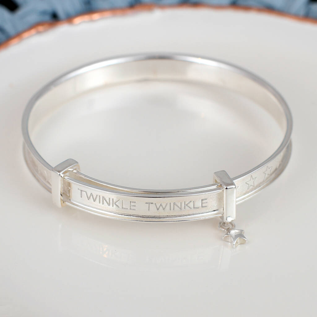 Sterling Silver 'Twinkle Star' Christening Bangle, 1 of 2