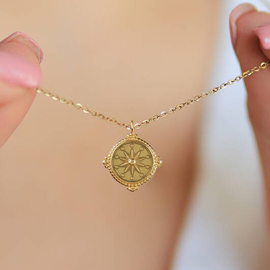 Maritime® Compass Amulet in 18K Yellow Gold with Center Diamond, 29.5mm |  David Yurman