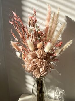 Blush Hydrangea Dried Flower Posy With Jar, 2 of 10