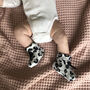 Grey Leopard Print Organic Cotton Baby Bootie, thumbnail 6 of 6