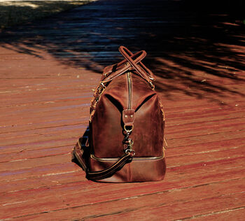 Genuine Leather Duffel With Suit Compartment, 4 of 10