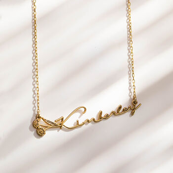 Birth Flower Name Necklace, 6 of 11