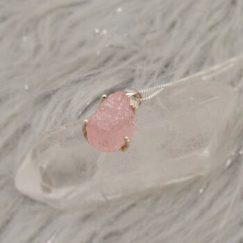 Raw Rose Quartz Sterling Silver Necklace, 5 of 6