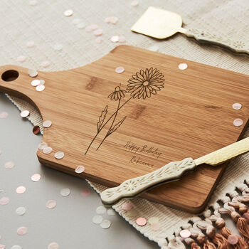 Birth Flower Wooden Birthday Chopping Board, 2 of 5