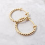18ct Gold Plated Thin Twisted Rope Hoop Earrings, thumbnail 1 of 3