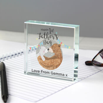 Personalised 1st Father's Day Daddy Bear Crystal Token, 3 of 3