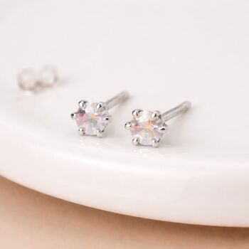 Sterling Silver Opal Micro Stud Earrings – 3mm, 3 of 5