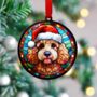 Poodle Blonde In Santa Hat Suncatcher Decoration, thumbnail 4 of 6